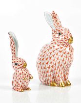 HEREND; two hand painted figures of rabbits, heights 13cm and 9.5cm (2) Condition Report: Both in