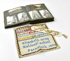An early 20th century postcard album containing various postcards, classical scenes, Scottish