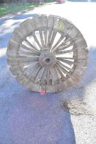 An Eastern hardwood waterwheel, diameter 114cm.