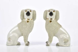 A pair of Staffordshire flat back dogs, height 20cm.