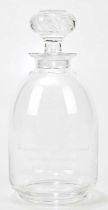 LAURA ASHLEY; a glass decanter, inscribed 'In Honour of your Retirement of Chairman, 21st May 1996',