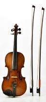 A full size German violin with one-piece back, length 35.6cm, labelled Joseph Kratschmann 184?, also