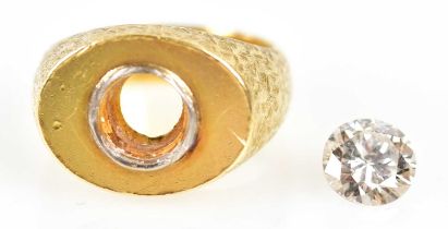 A gentleman's 18ct yellow gold and diamond ring, the round brilliant cut stone weighing 2.21 cts,