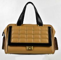 JIMMY CHOO; a caramel coloured soft leather Catherine handbag with quilted front flap to front