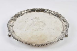MILITARY INTEREST; GEORGE JACKSON & DAVID FULLERTON; a late Victorian hallmarked silver tray of