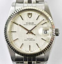 TUDOR; a Prince Oysterdate Rotor self-winding gentleman's stainless steel wristwatch, the silvered