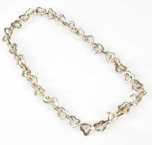 TIFFANY & CO; silver tone heavy heart link bracelet, length 46cm, marked 2001 Tiffany & Co, in bag