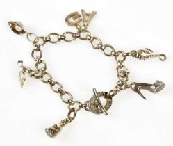 LINKS OF LONDON; a boxed silver charm bracelet, length approx. 18cm, approx. 32g.
