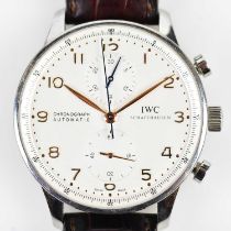 INTERNATIONAL WATCH COMPANY IWC; a gentleman's stainless steel Portuguese chronograph wristwatch,