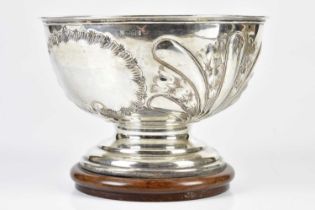 JAMES DEAKIN & SONS; an Edward VII hallmarked silver rose bowl with gadrooned scrolling decoration