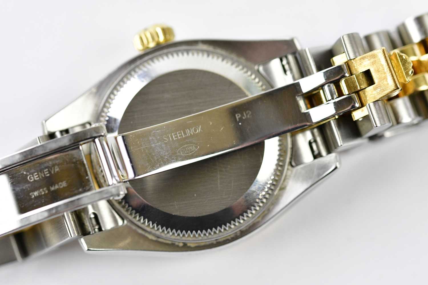 ROLEX; a lady's 18ct yellow gold stainless steel Oyster Perpetual Datejust wristwatch purchased - Image 6 of 7