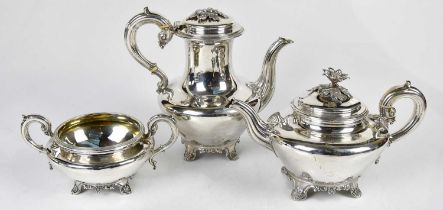 X EDWARD, EDWARD JNR, JOHN & WILLIAM BARNARD; a William IV hallmarked silver three piece tea set,