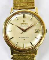 OMEGA; a gentleman's vintage 18ct yellow gold automatic Constellation wristwatch with baton