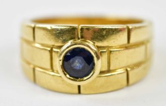 CARTIER; an 18ct yellow gold and sapphire single stone ring, signed, indistinct number 771, size '