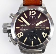 U-BOAT; a gentleman's stainless steel wristwatch, the dial set with three Arabic numerals and batons
