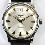 LONGINES; a gentleman's vintage stainless steel automatic Conquest wristwatch with date aperture and