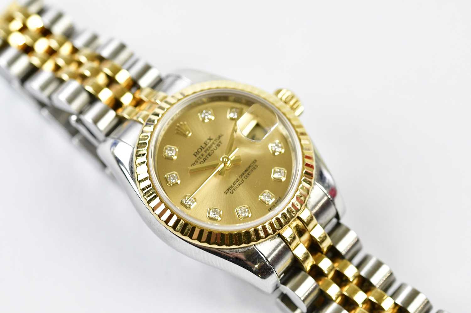 ROLEX; a lady's 18ct yellow gold stainless steel Oyster Perpetual Datejust wristwatch purchased - Image 2 of 7
