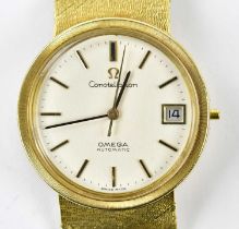 OMEGA; a gentleman's 18ct yellow gold automatic constellation wristwatch with date aperture and