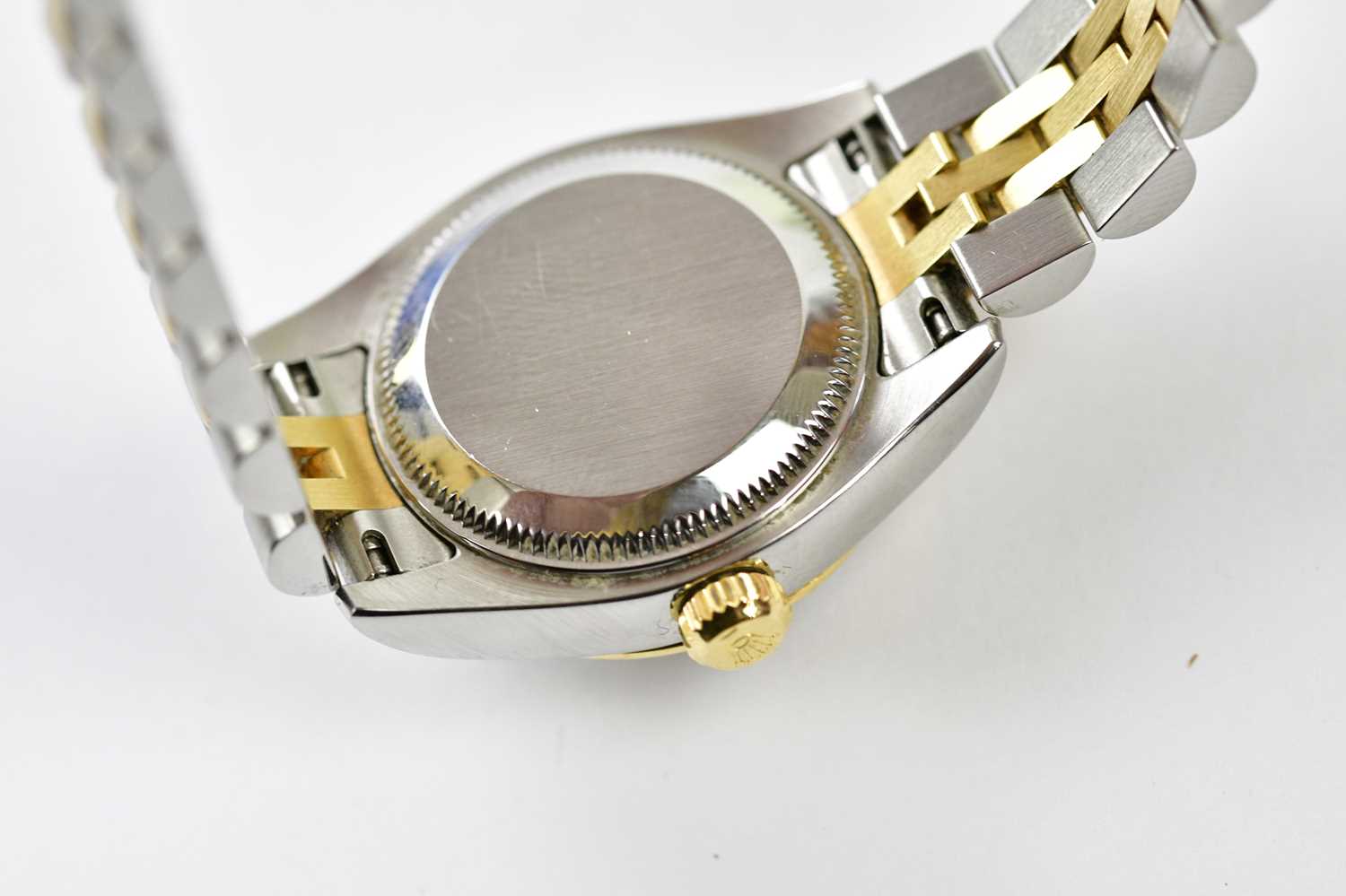 ROLEX; a lady's 18ct yellow gold stainless steel Oyster Perpetual Datejust wristwatch purchased - Image 5 of 7