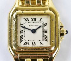 CARTIER; a lady's 18ct yellow gold Panthère wristwatch 2002 with Roman numerals to the dial, sold