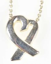 TIFFANY, PALOMA PICASSO; a sterling silver heart shaped pendant, stamped T & Co 925, with fine chain