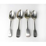 Four hallmarked silver Fiddle pattern tablespoons comprising a Victorian Scottish spoon, maker