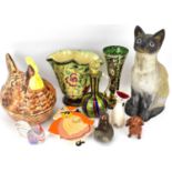 Various glass and pottery collectors' items including a Bohemian/Czech Ludwig Moser & Sohn 'ROYO'