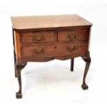 An Edwardian mahogany two-over-one cabinet on cabriole and ball and claw supports, 72 x 74 x 46cm.