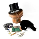 A quantity of collectibles to include a City Cork Hat Company top hat in original leather box,