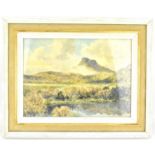 VICTOR COVERLEA-PRICE (1901-1988); watercolour, river scene with hills, signed lower right, 28 x