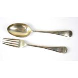 A George V hallmarked silver Fiddle pattern spoon and fork, R. F. Moseley & Co, Sheffield 1916,