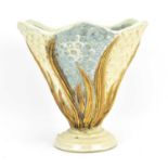 BERNARD ROOKE; a large studio pottery conical vase in the form of a flowerhead, with applied