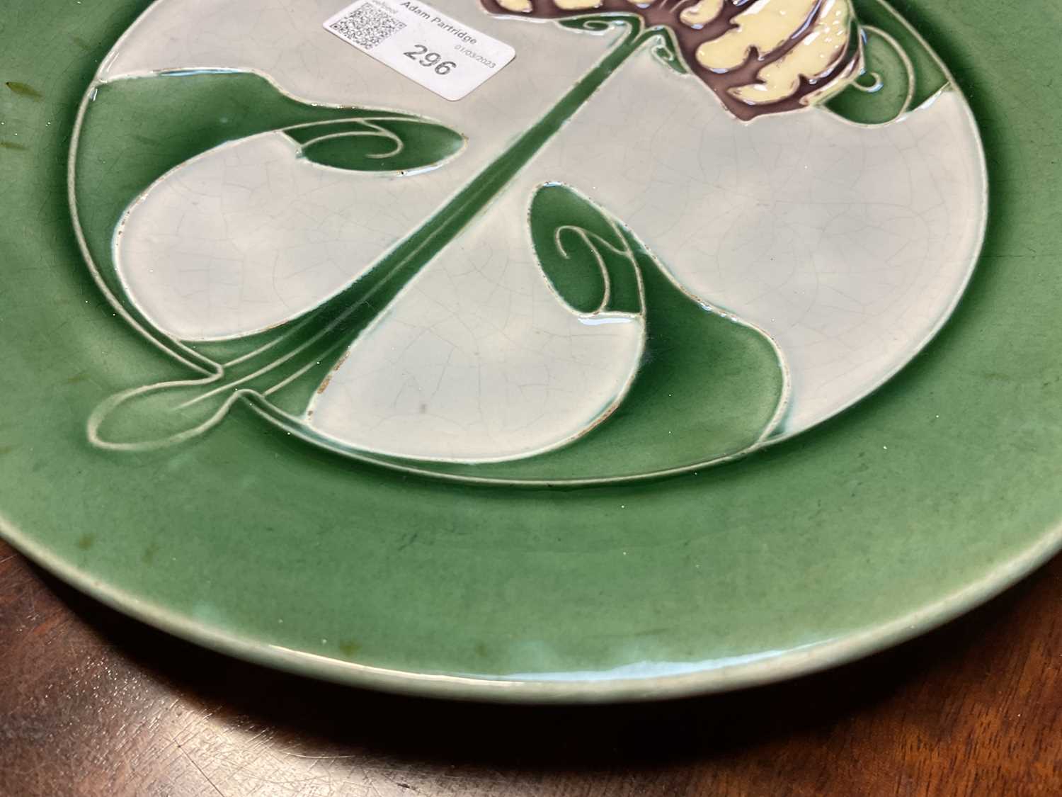 MINTONS; a Secessionist plate with stylised flower within a green border, impressed mark to the - Image 2 of 5