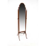 An Edwardian-style slender shaped top cheval mirror, 160 x 40cm.Condition Report: Make is Reprodux