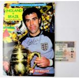 An England v Brazil 1987 programme bearing the signatures of Peter Shilton, Bobby Robson, Glen