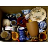A quantity of ceramics to include an Aynsley clock, Regency Ironstone, a Victorian shaving mug, etc