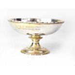 An Elizabeth II hallmarked silver bowl to stem and circular base, maker's mark rubbed, London