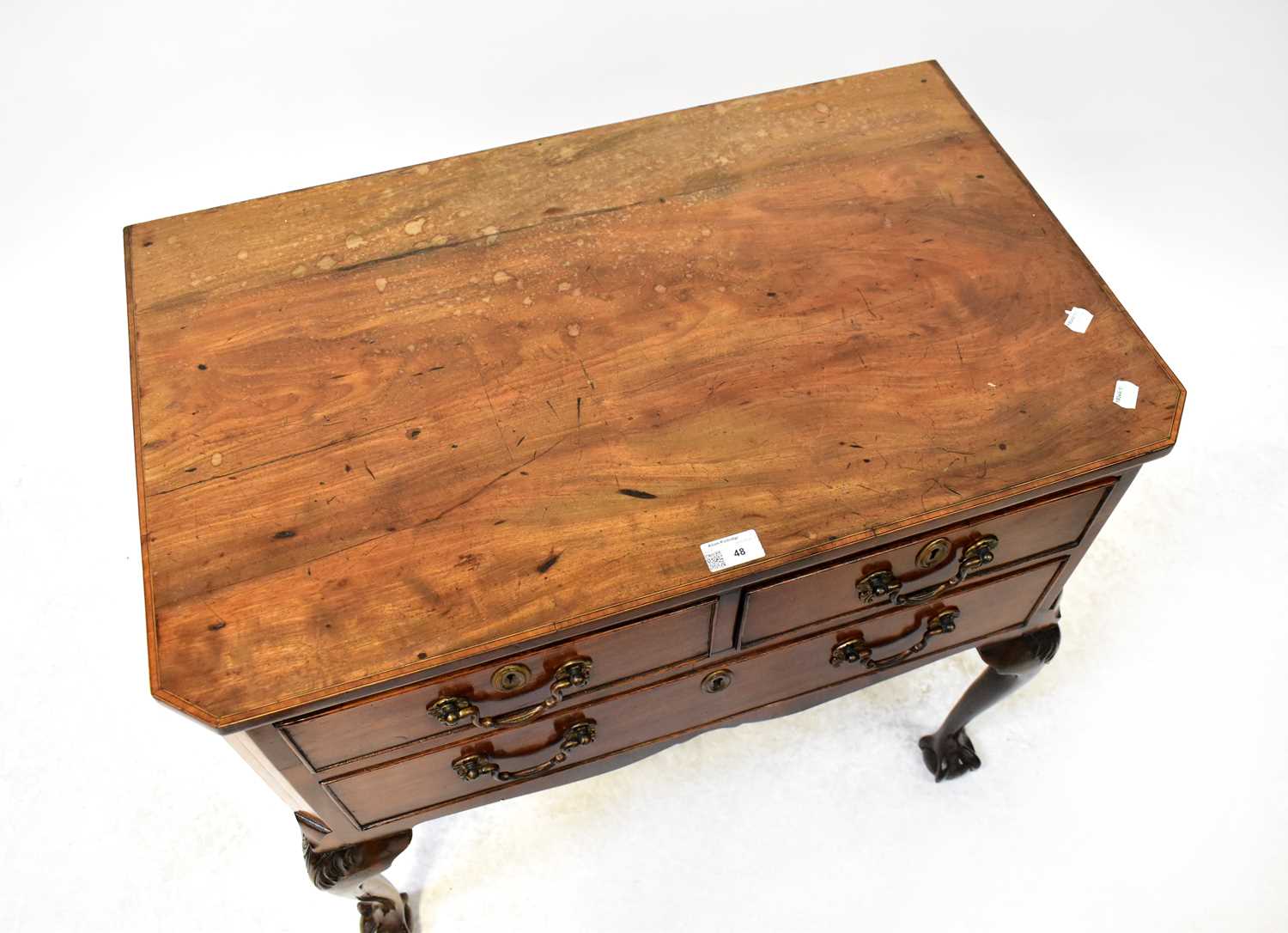 An Edwardian mahogany two-over-one cabinet on cabriole and ball and claw supports, 72 x 74 x 46cm. - Image 2 of 2