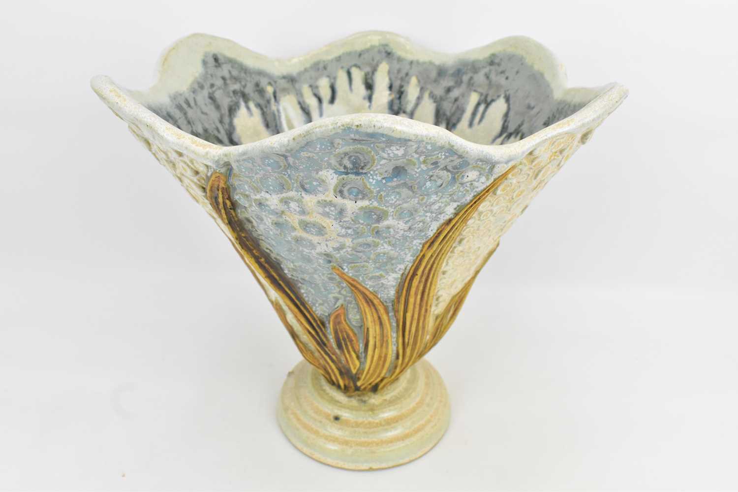 BERNARD ROOKE; a large studio pottery conical vase in the form of a flowerhead, with applied - Image 4 of 4