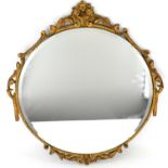 AISONEA; a vintage bevel edge circular wall mirror in an ornate gilt frame, diameter 46cm, height