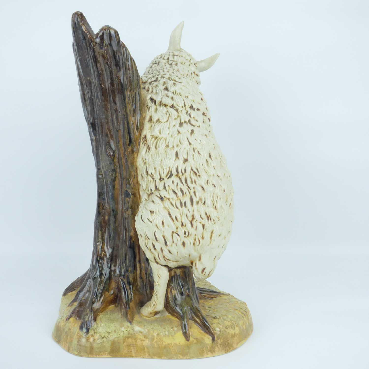 COBRIDGE POTTERY; a 'Bo Peep Sheep' pottery figure depicting a ewe on a tree stump, designed by - Image 3 of 4