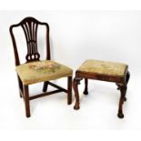 A mid-19th century chair with pierced back, dome top, upholstered seat with stile supports and cross