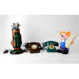 Four vintage/retro telephones comprising a 'Fortune Mouse' novelty telephone, a telephone in the