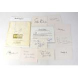 BRITISH ACTORS; a collection of ten autographed cards comprising Daniel Day Lewis, Christopher