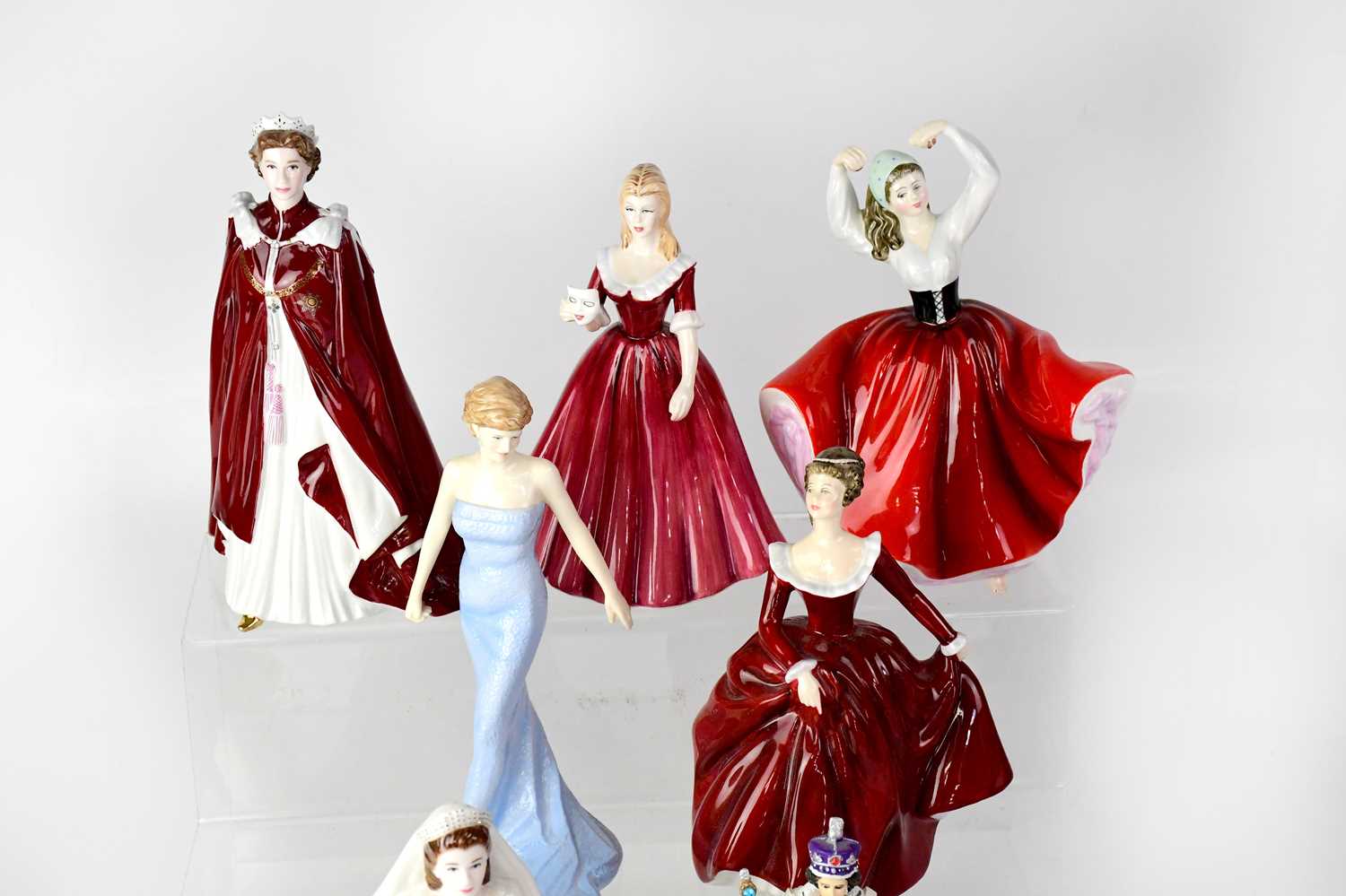 Eight porcelain figures of ladies, Royal Worcester, Royal Doulton and Royal Grafton, together with a - Image 2 of 2
