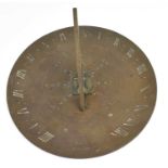 A George III bronze sundial, London, possibly George Adams, with various rings of indistinct