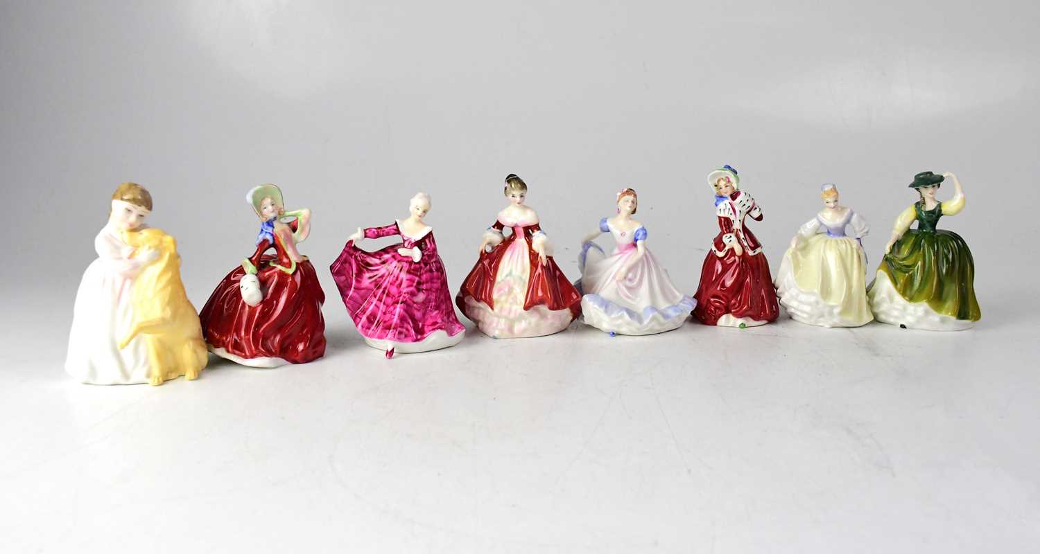 ROYAL DOULTON; eight small figures comprising HN3268 'Buttercup', HN3396 'Buddies', HN3216 'Fair