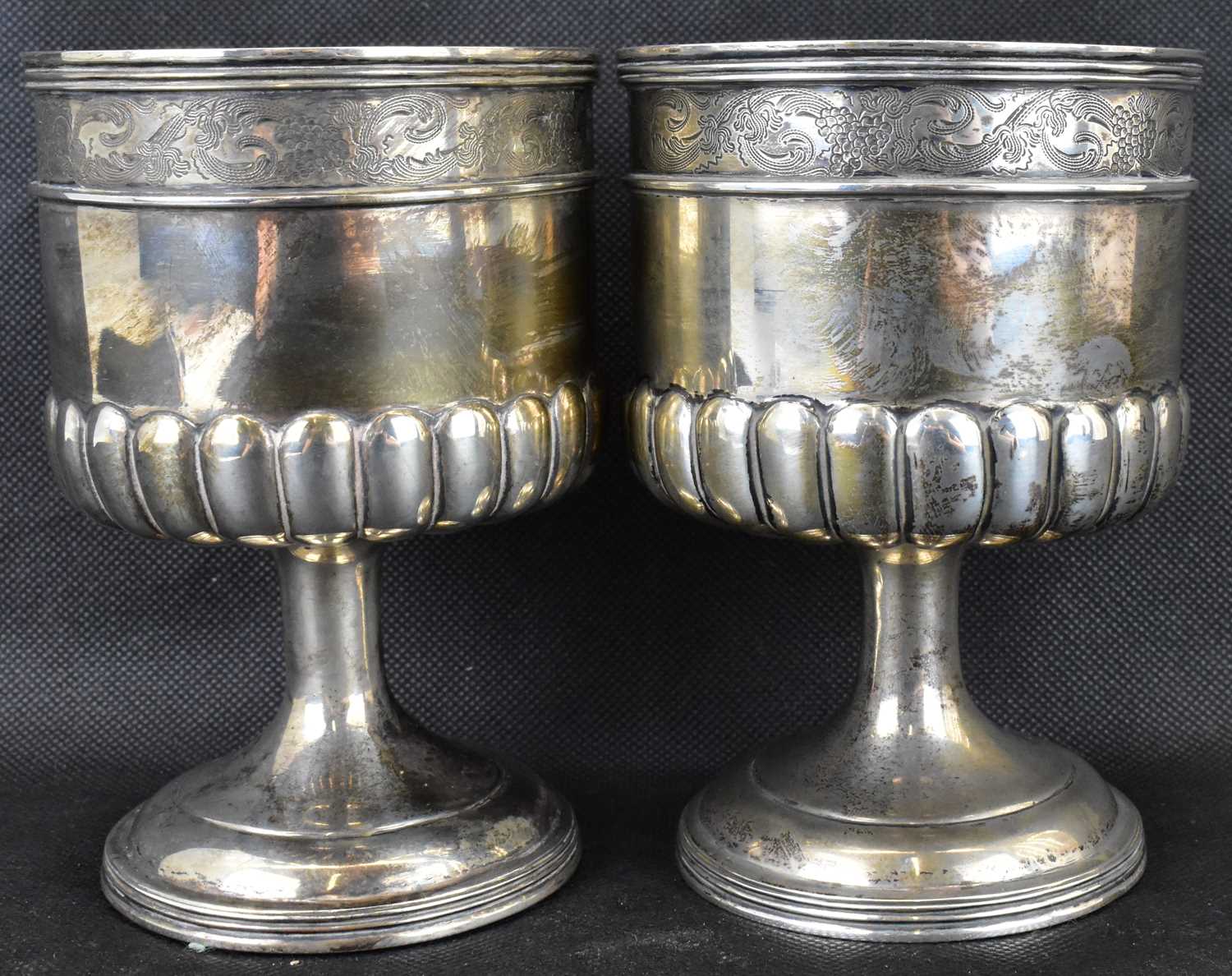 A pair of late 19th/early 20th century gilt white metal wine goblets of Renaissance style, - Image 3 of 4