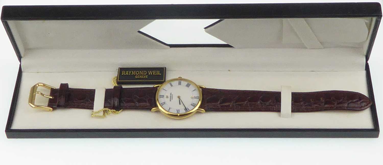 RAYMOND WEIL; a gentlemen's Genève wristwatch, the white enamelled dial set with Roman numerals - Image 4 of 4