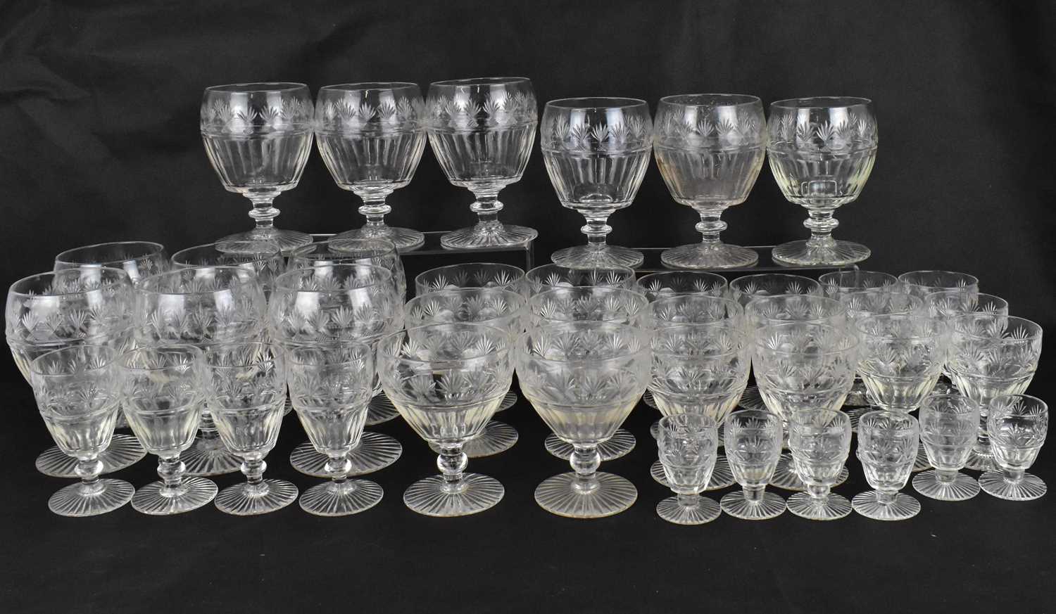 A late 19th/early 20th century forty-piece suite of hand cut glassware, comprising twelve large - Image 2 of 2